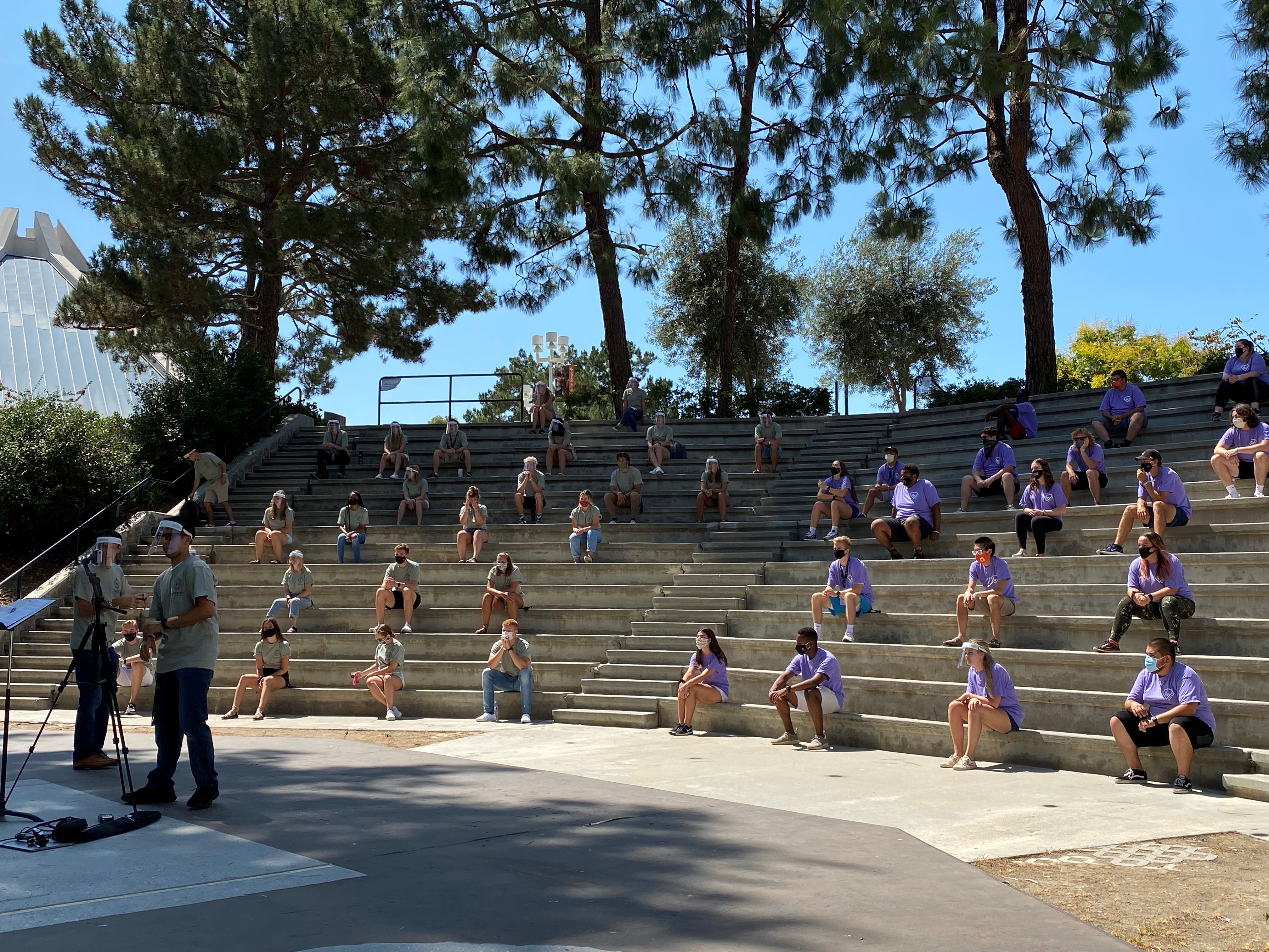 A socially distant meeting prepping for the move-in Photos courtesy of: Aaron Richardson